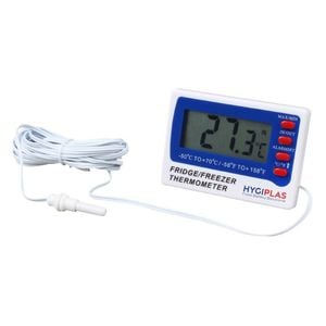 Hygiplas Digital Fridge Freezer Thermometer With Alarm And 3m Probe 52x73x15mm Commercial Kitchen Storage