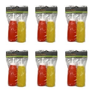 6x 2pc Topchef Ketchup and Mustard Sauce Bottles 300ml Red/Yellow