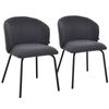 Vesper Black Metal Frame Upholstered Dining Chair - Dark Grey Fabric (Set of 2)