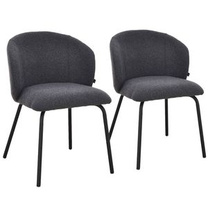 Vesper Black Metal Frame Upholstered Dining Chair - Dark Grey Fabric (Set of 2)