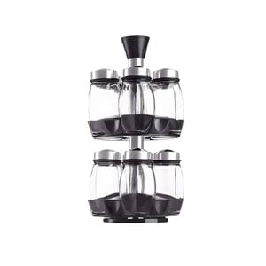 CARLA HOME Rotating Spice Rack Organizer with 16 Glass Jars for Kitchen Seasoning and Herb Storage