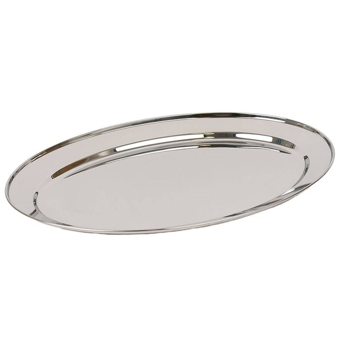 Argon Tableware Oval Serving Platter - 60 x 41cm - Stainless Steel Dinner Tray Oval Plate Small Appetizer Serving Dishes