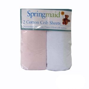 Bloomington 2 Piece of Baby Cot 100% Cotton Fitted Sheets Pink & White