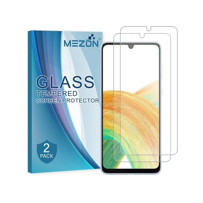 2 Pack MEZON Samsung Galaxy A33 5G Clear Tempered Glass Screen Protectors