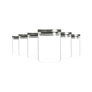 Argon Tableware Glass Storage Jars with Metal Lids - Silicone Seal - 750ml - Pack of 6
