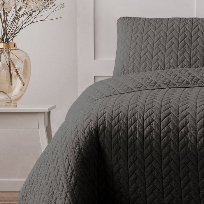 Ardor Boudoir Maya Queen Bed Quilted Quilt Cover Set Charcoal