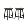 Costway 2x Bar Stools Vintage Saddle Stools Grey