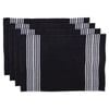 Nicola Spring Black Cotton Tea Towels - 4 Pack 60 X 40cm 100% Cotton Kitchen Cloths Absorbent Hand Towels Glass Cleaning Cloths