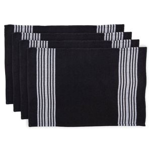 Nicola Spring Black Cotton Tea Towels - 4 Pack 60 X 40cm 100% Cotton Kitchen Cloths Absorbent Hand Towels Glass Cleaning Cloths