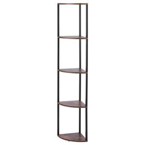 VEVOR 5 Tier Corner Shelf Brown with LED Light Metal Frame for Bedroom