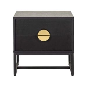 Homestar Odin Bedside Nightstand Side Table W/ 2-drawers Blackhandle