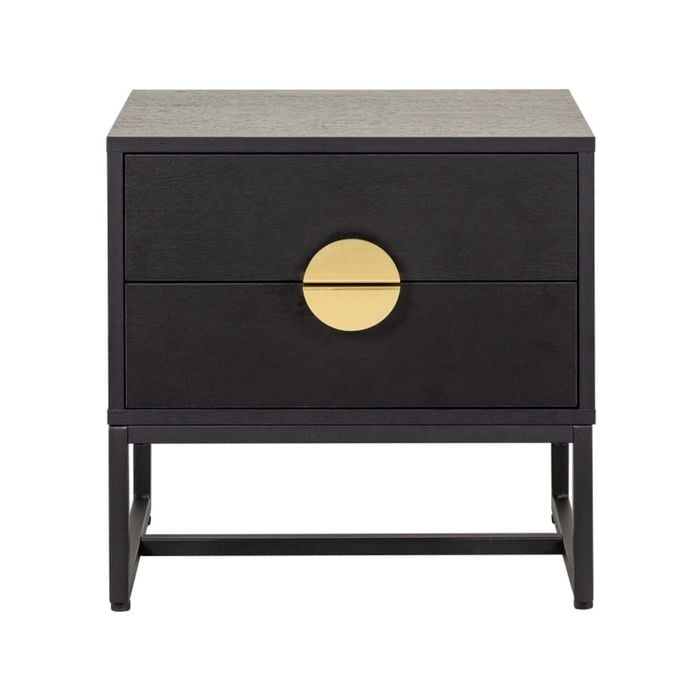 Homestar Odin Bedside Nightstand Side Table W/ 2-drawers Blackhandle