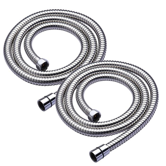 FIX-A-SHOWER 1.5m Chrome Plated Stainless Steel Shower Hose - Twin Pack