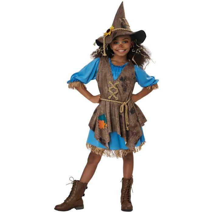 Little Miss Scarecrow Spooky Outfit Halloween Fancy Dress Child Girls Costume XS