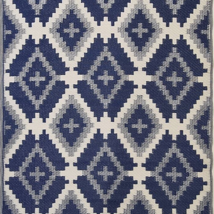 Eco-friendly Reversible Outdoor Plastic Mat-Chatai VWRC5-Blue-150x240cm