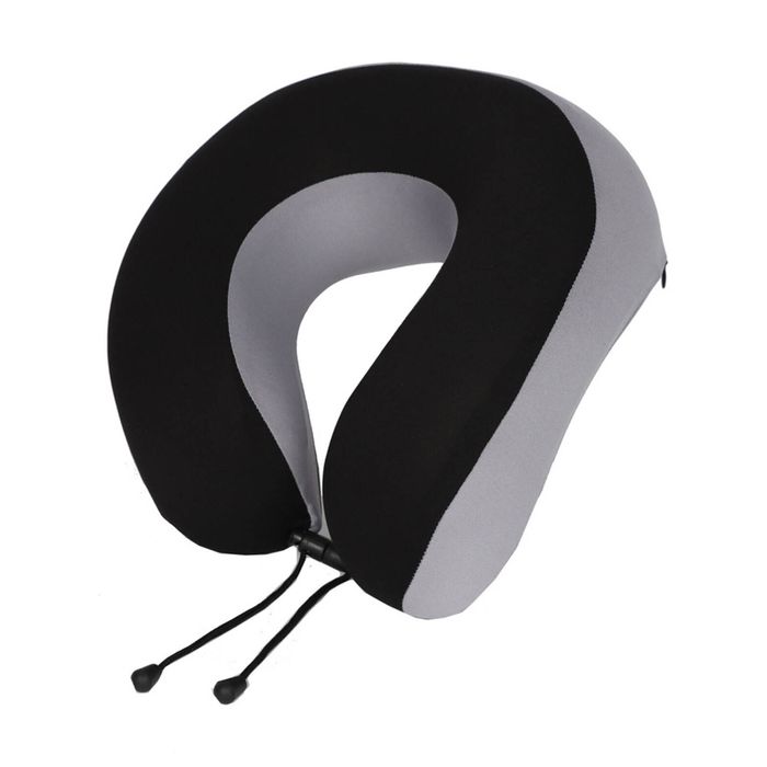 Tosca Memory Foam Neck Cush Travel Support Pillow U-Shaped Black/Grey