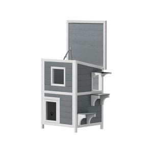 i.Pet Cat House Outdoor Shelter 56cm x 52cm x 82cm Rabbit Hutch Wooden Condo Small Dog Pet Enclosure
