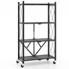 Costway 4-Tier Foldable Storage Shelf w/Lockable Wheels