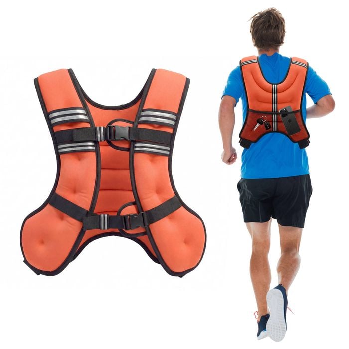Advwin Weighted Vest 5kg with Upgraded Iron Sand Orange , Reflective Strips & Breathable Shoulder Straps for Gym, Running
