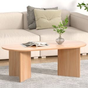 Homfurn Oval Coffee Table, 15mm Thick Particle Board Top, 60kg Capacity, Round Edge, Modern Pine Finish For Living Room
