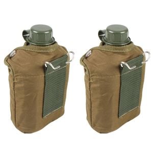 2x Wildtrak 1qt Spill-proof Canteen Camping Water Container W/ Cover Army Green