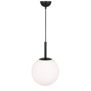 Telbix Bally Modern Pendant Hanging Lamp Light Glass Metal Black Opal Matt