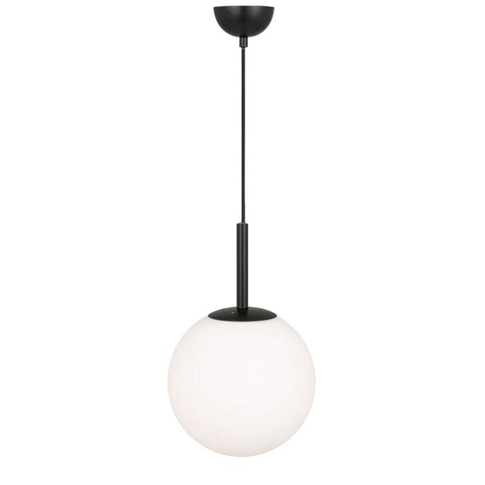 Telbix Bally Modern Pendant Hanging Lamp Light Glass Metal Black Opal Matt