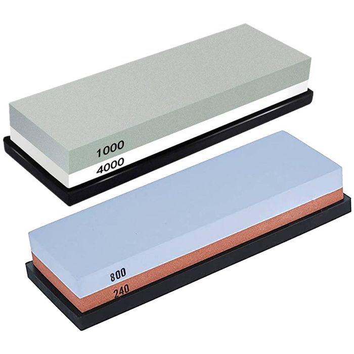 PriceDumb 240/800+1000/4000 Dual Whetstone Set Knife Sharpening Water Stone Wet Sharpener with Non-Slip Stand Holder