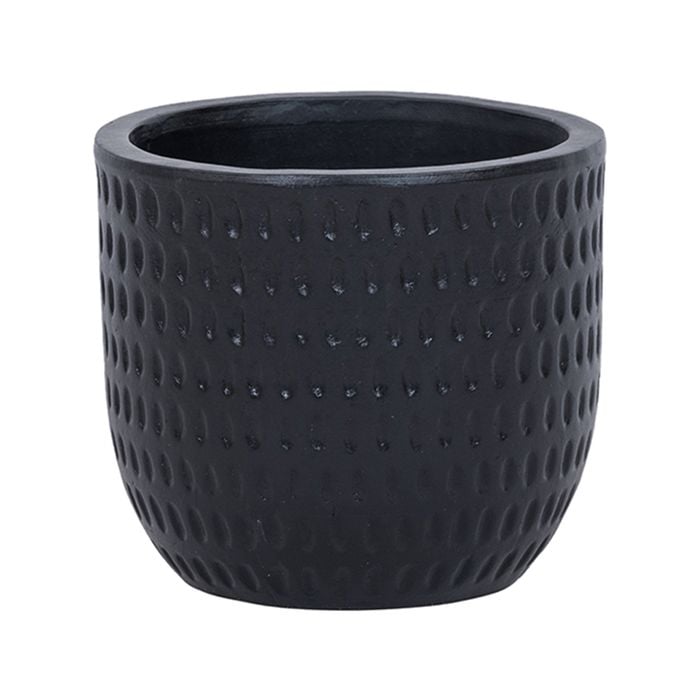 18 x 16cm Black Medium Dotty Ceramic Egg Pot