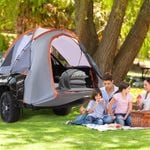 Costway Truck Camping Tent 6.4'-6.7' Waterproof Tailgate Bed w/Zipper Door & Storage
