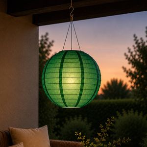 Astin Sinclair 300mm Emerald Green Fabric LED Solar Pendant