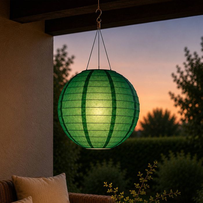 Astin Sinclair 300mm Emerald Green Fabric LED Solar Pendant