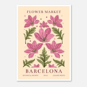 Galrie Vibrant Flower Market Art Print from Barcelona Botanical Decor for Your Home, Poster Only, 70 x 100cm (28 x 40inch)