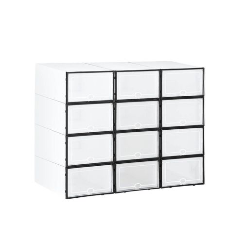 12pcs Plastic Shoe Display Cases Stackable Storage Organiser Box White ...
