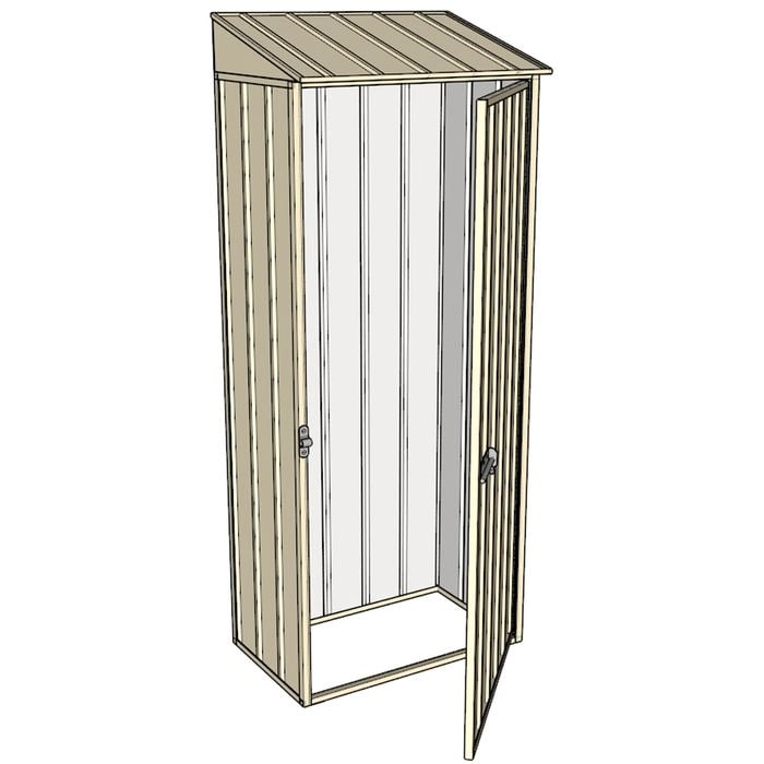 Build-a-Shed 0.4 x 0.8m Single Hinged Door Garden Locker - Cream