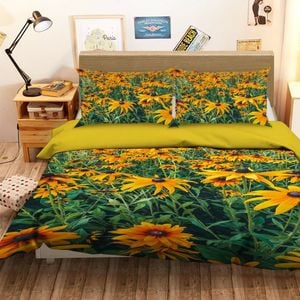 3D Sunflower Grass 393 Bed Pillowcases Quilt King Single Size