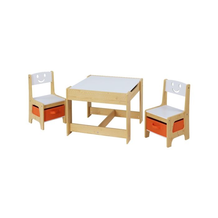 Keezi 3PCS Kids Table & Chairs Set Chalkboard Storage Box