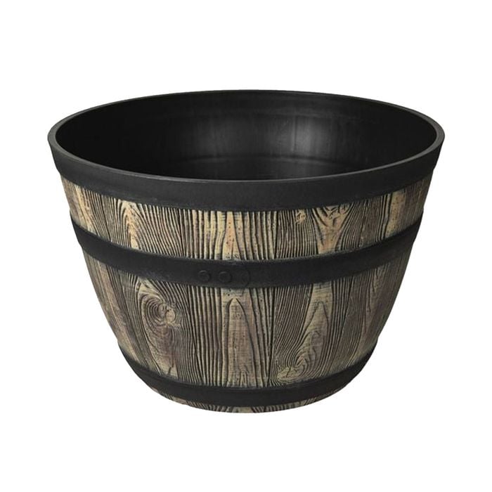Eden 56cm Oak and Bronze Whiskey Half Barrel Planter