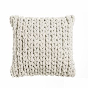 Cable Appliqued Filled Cushion - Ivory 45cm x 45cm