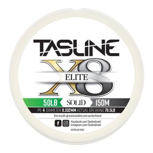 Tasline elite white 150m braid fishing line 50lb