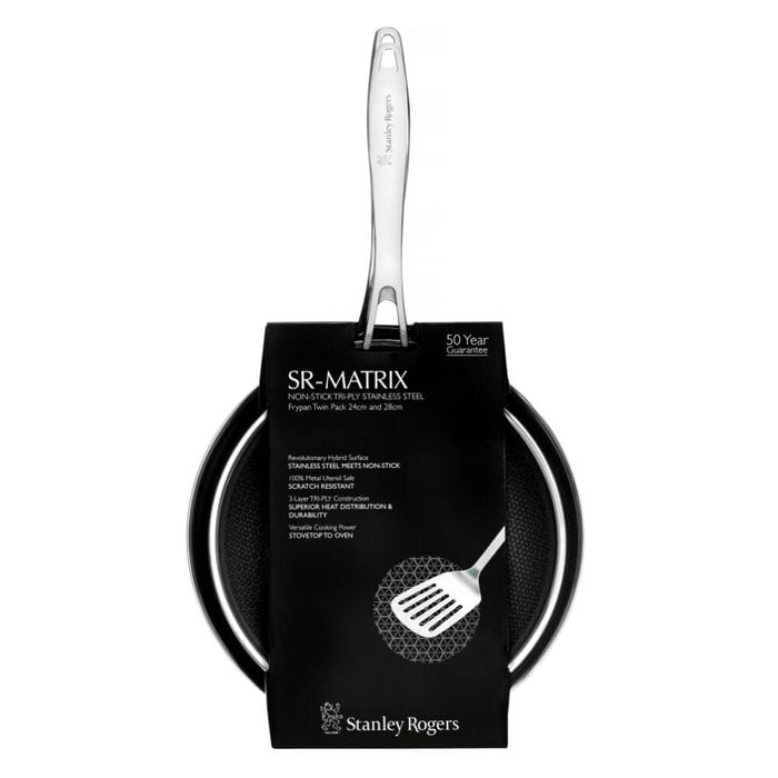 Stanley Rogers Matrix 24cm + 28cm Non-stick 2pc Frypan Set | Suits Induction