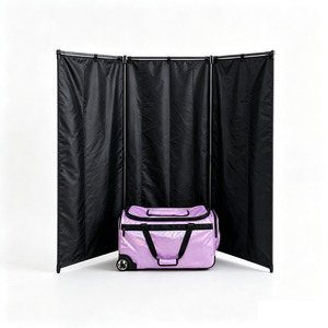 Advwin 26" Rolling Dance Bag with Garment Rack & Curtain, PU-Coated Glitter Fabric