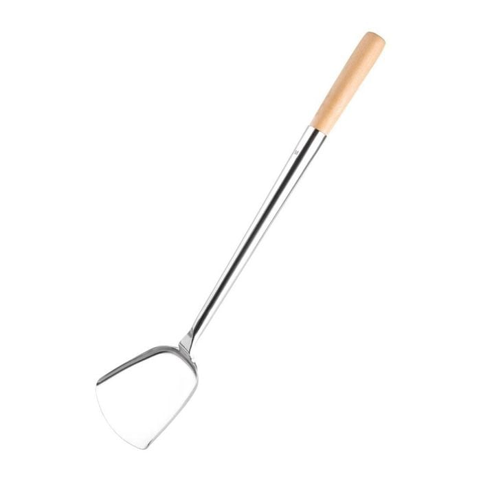 Vogue Chinese Style Spatula Stainless Steel With Wooden Handle 460mm Commercial Kitchen Utensil
