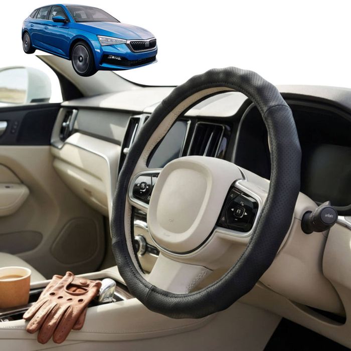 Australian Goose Steering Wheel Cover for Skoda Scala 2021 - Current Circle Black