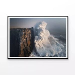 Wave Crashing Cliff  Print 100% Australian Made 90x60cm  (Poster)
