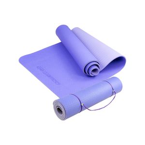 Powertrain 8mm Thick TPE Yoga Mat Non-Slip Home Gym Fitness Exercise Pilates Workout Mat with Carry Strap - Light Purple