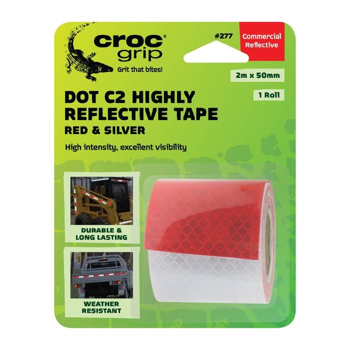 Croc Grip 48mm x 2m Red And Silver DOT C2 Highly Reflective Tape