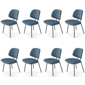 Familand Dining Chairs Set of 8 Padded Seat Kitchen Living Room Chair Corduroy in Blue