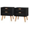 ALFORDSON Bedside Table Boho Rattan Black Set of 2