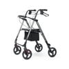 EQUIPMED 4 Wheel Lightweight Rollator Walker, Aluminium Frame, Seat, Carry Bag, for Seniors, Titanium Style